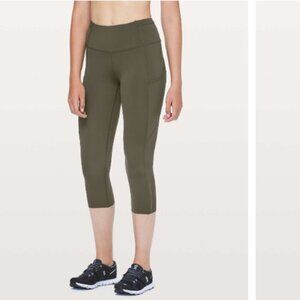 Lululemon Fast & Free Crop  *Nulux 19" Reflective Dark Olive Crop Leggings